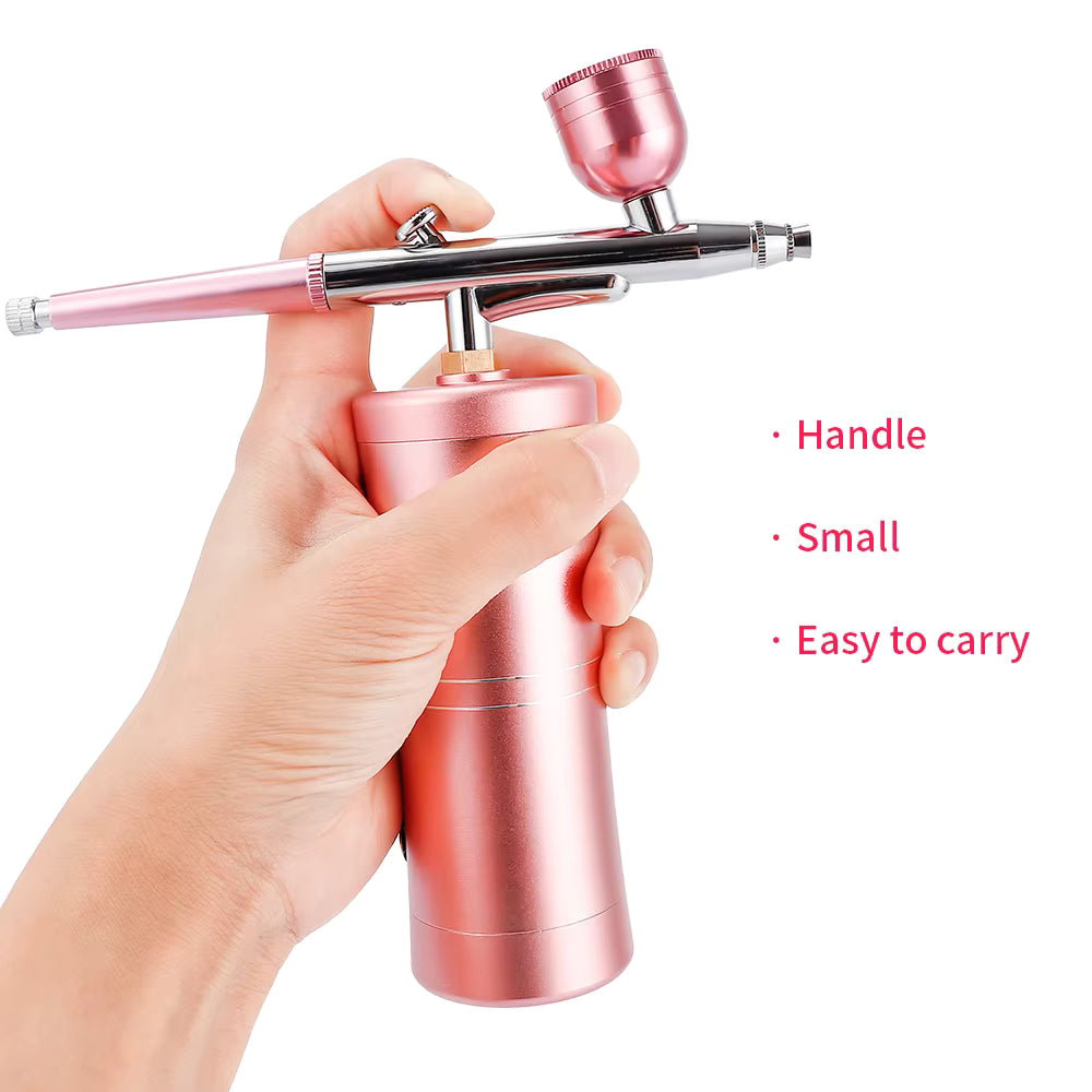 0.3mm Pink Mini Cordless Airbrush Kit with Compressor for Beauty, Nail Art & Crafts