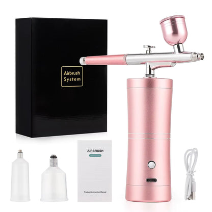 0.3mm Pink Mini Cordless Airbrush Kit with Compressor for Beauty, Nail Art & Crafts